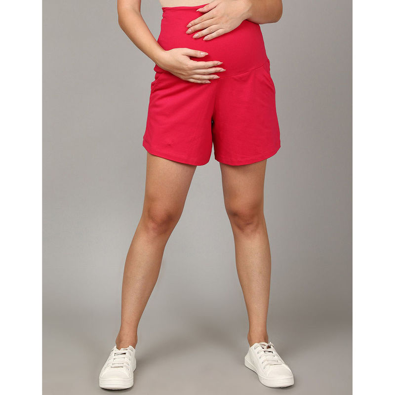 The Mom Store Comfy Maternity Shorts- Pink (S)