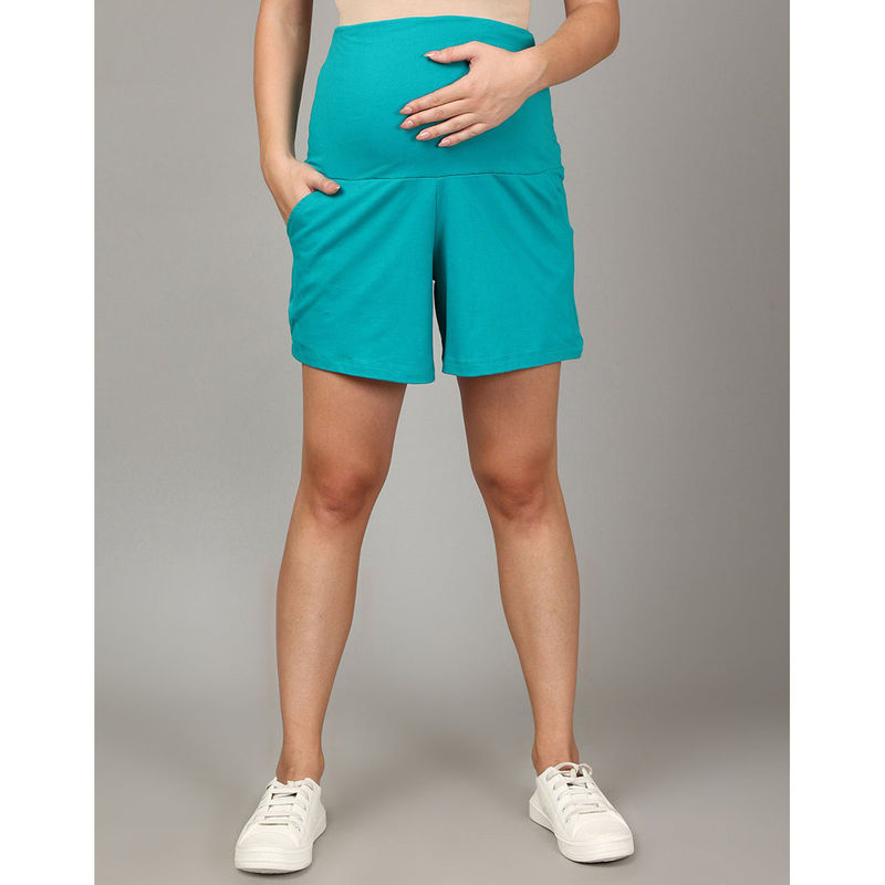 The Mom Store Comfy Maternity Shorts- Blue (S)
