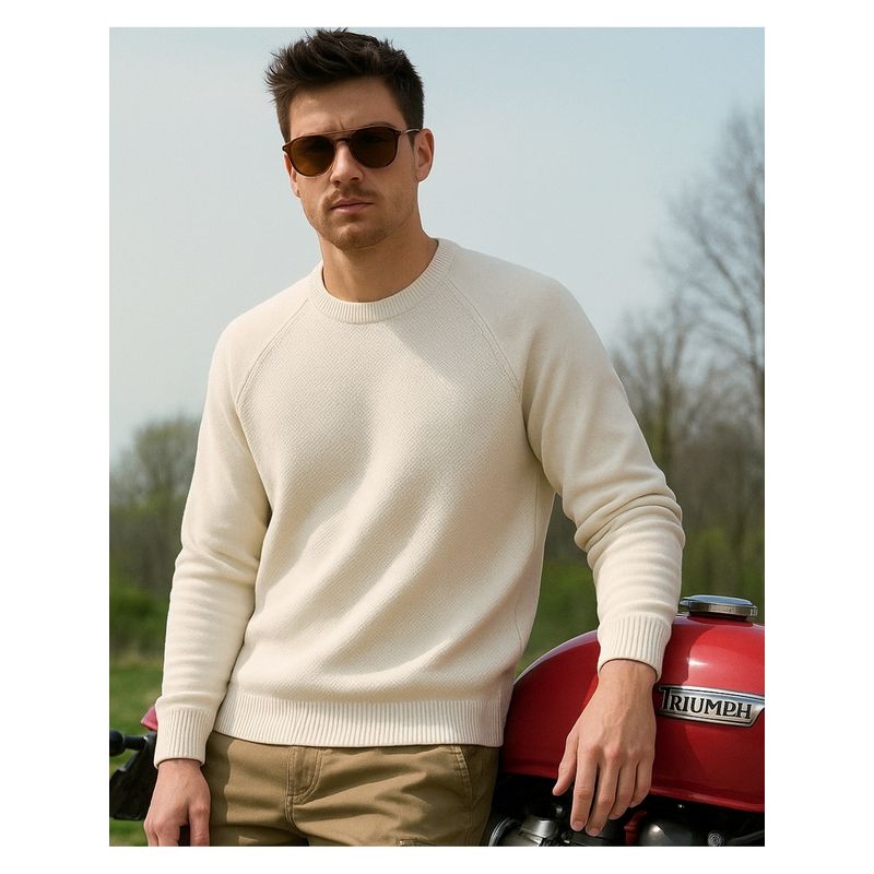 Bewakoof Men Gardenia Textured Sweater (S)