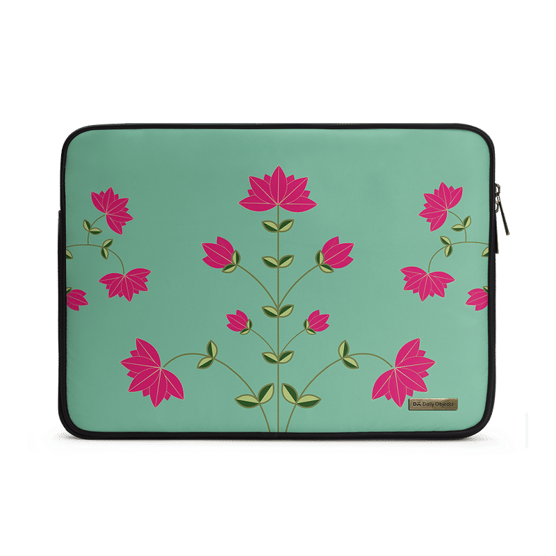 Dailyobjects Mint Symmetry Zippered Sleeve For Laptop/macbook - 14 Inch