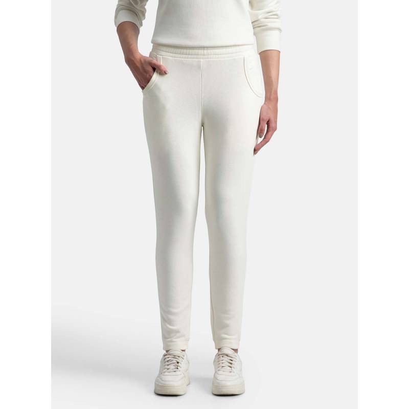 Jockey U119 Women Super Combed Cotton Rich Fleece Fabric Trackpants - Cannoli Cream (S)