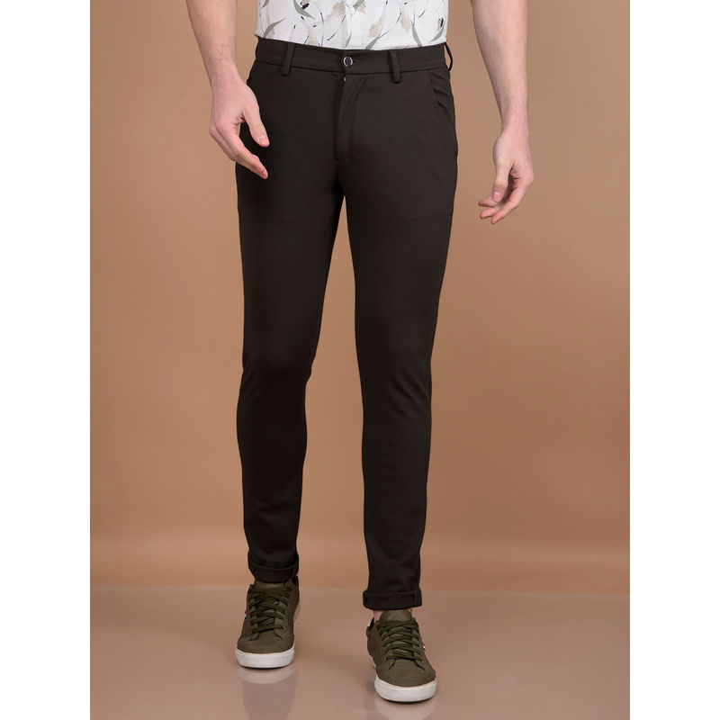 CRIMSOUNE CLUB Men Olive Knitted Trouser (30)