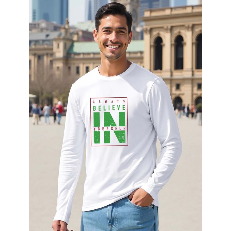 Bewakoof Men White Typography T-shirt (XL)