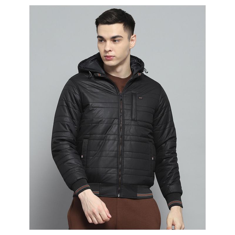 Monte Carlo Men Black Solid Full Sleeves Jacket (L)