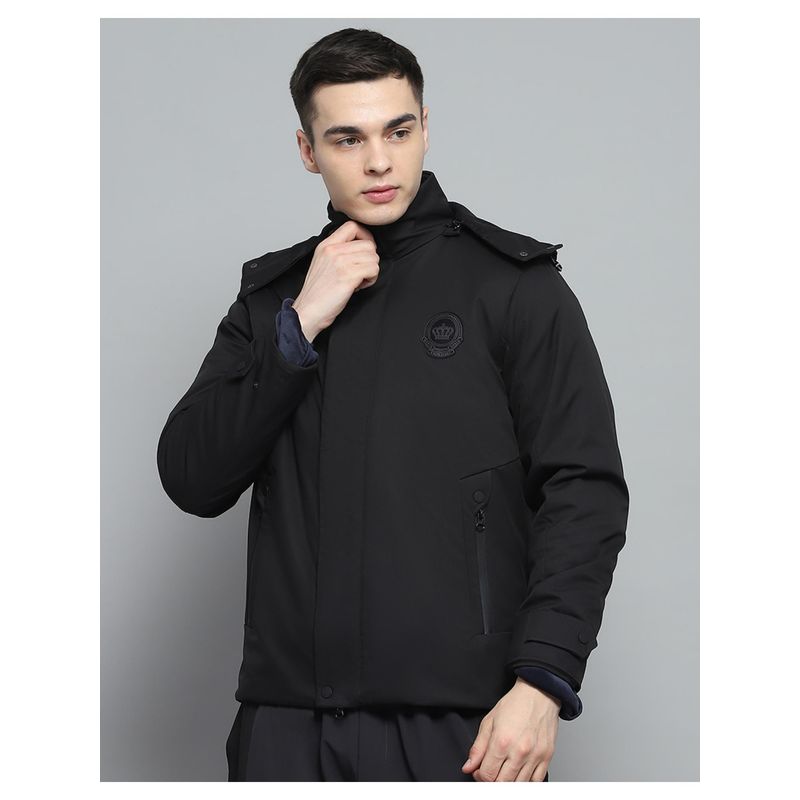 Monte Carlo Men Black Solid Full Sleeves Jacket (XL)