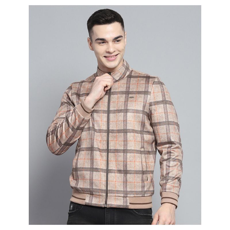 Monte Carlo Men Khaki Solid Full Sleeves Jacket (XL)