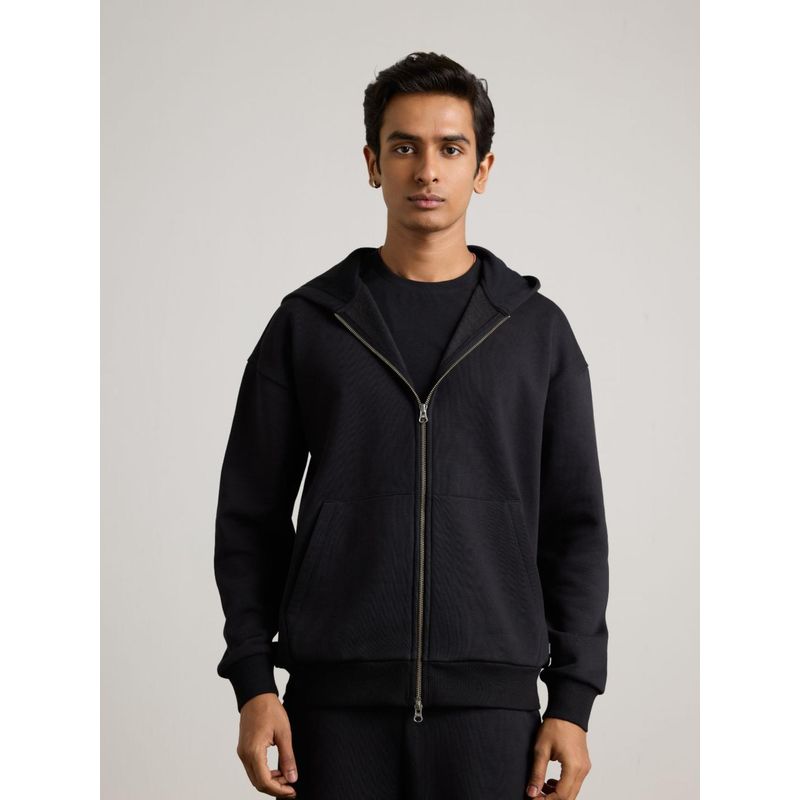 Muvazo Men Black Solid Full Sleeves Jacket (XS)