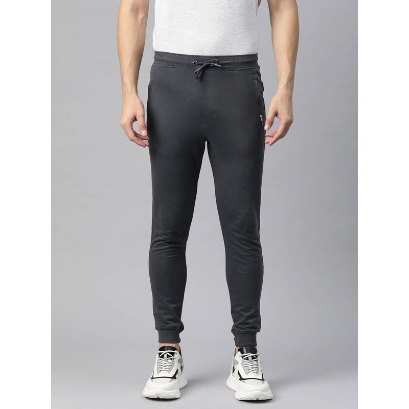 TOM BURG Men Grey Solid Slim Fit Joggers (L)