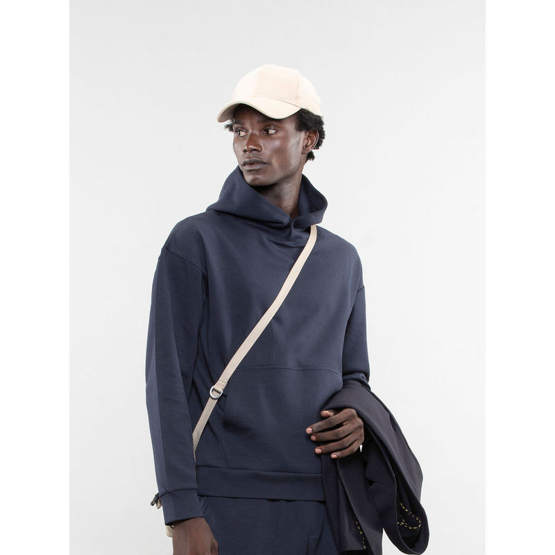 PANGOLIN Men Navy Blue Relaxed Hoodie (S)