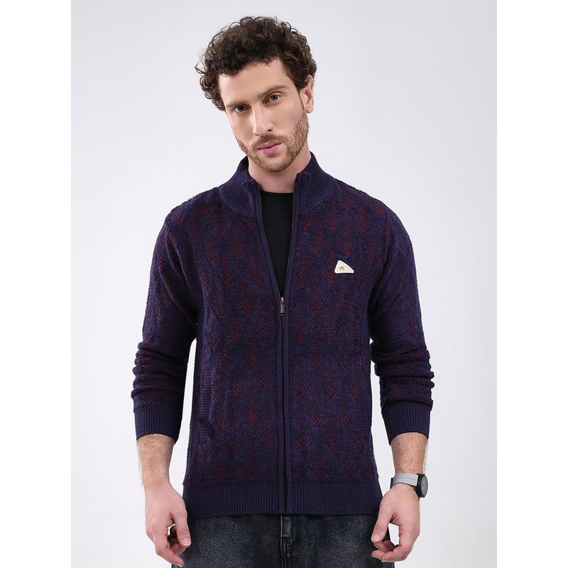 Monte Carlo Purple Full Sleeve Zipper Sweater (XL)