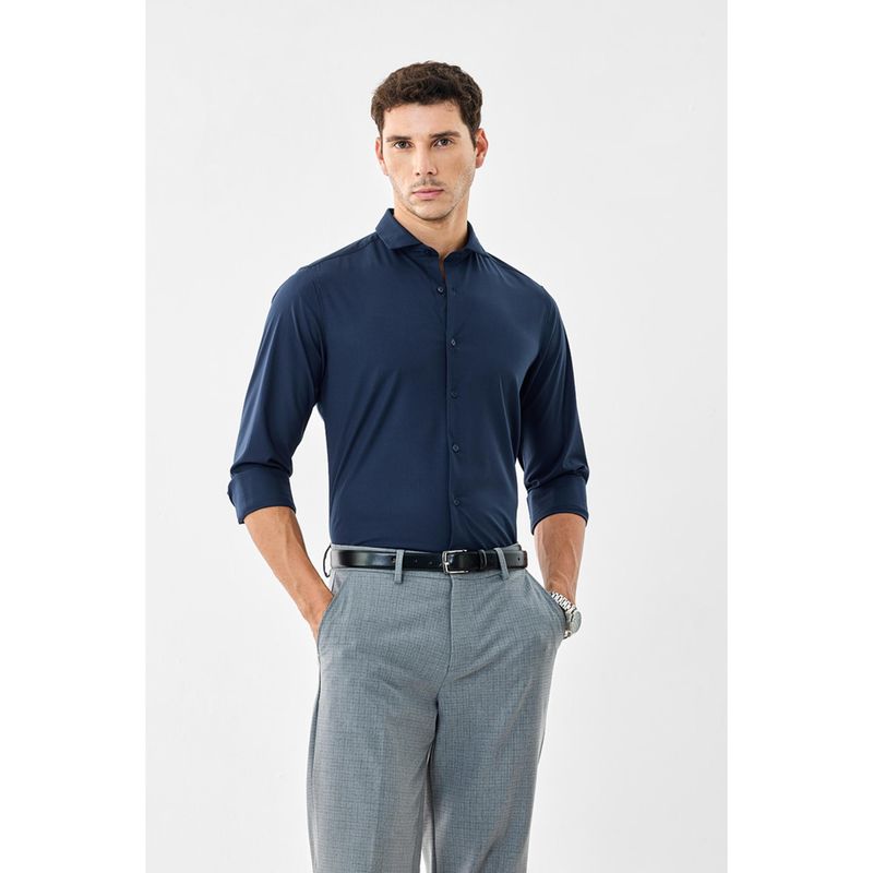 Snitch Teal Solid Formal Shirt for Men (XL)