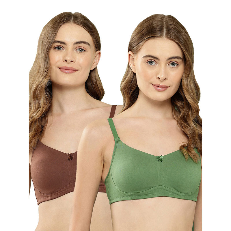 Leading Lady Women Full Coverage Non Padded Non Wired T-Shirt Bra (Pack of 2) (38C)