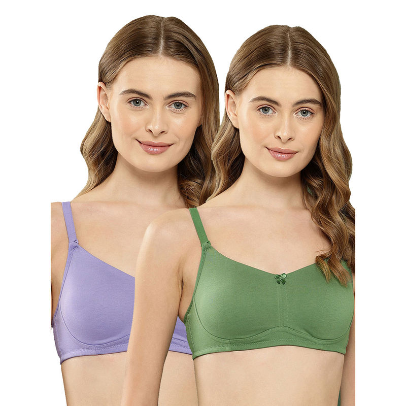 Leading Lady Women Full Coverage Non Padded Non Wired T-Shirt Bra (Pack of 2) (36B)