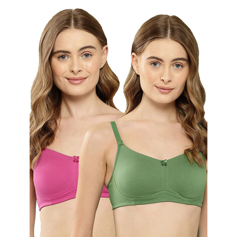 Leading Lady Women Full Coverage Non Padded Non Wired T-Shirt Bra (Pack of 2) (34B)