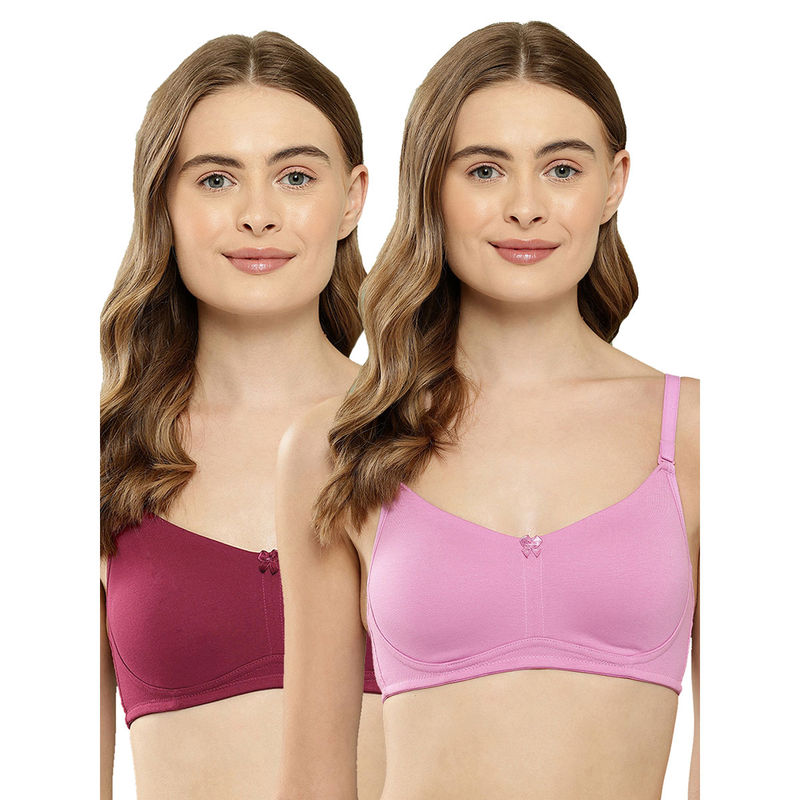 Leading Lady Women Full Coverage Non Padded Non Wired T-Shirt Bra (Pack of 2) (32B)