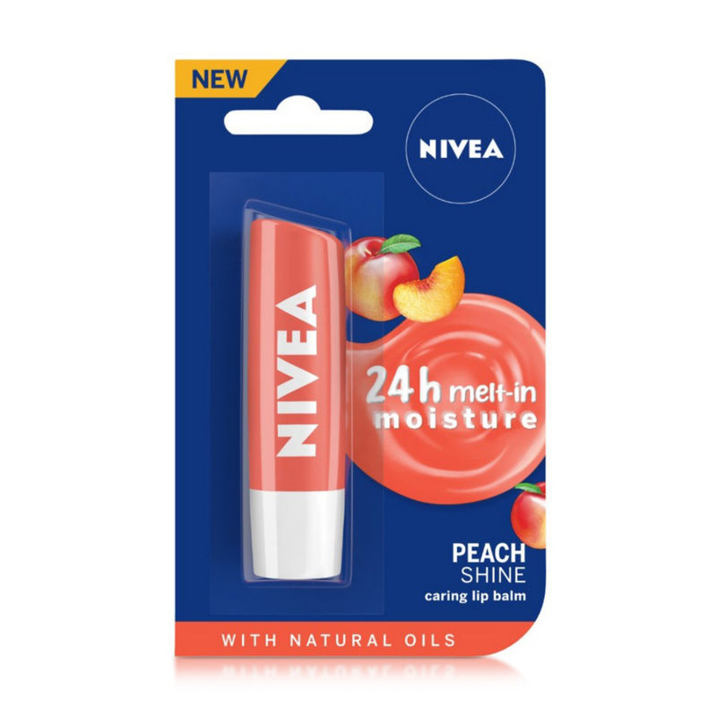 NIVEA Tinted Lip Balm with Natural oils & 24H melt-in moisture- Fruity Peach Shine