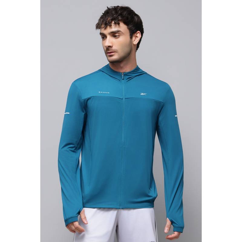 Reebok Blue Polyester Blend Solid Jacket (XL)
