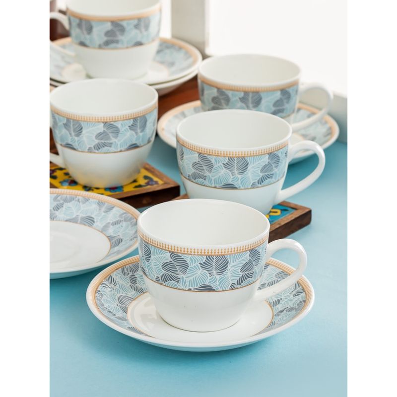 CLAY CRAFT Fine Ceramic Super Series Cup & Saucer Set Of 12 ( 6 Cups, 6