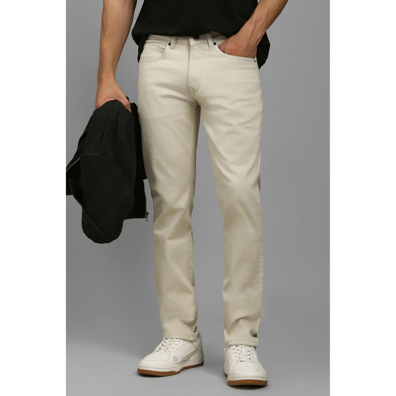 Louis Philippe Men Cream Dark Slim Fit Jeans (32)