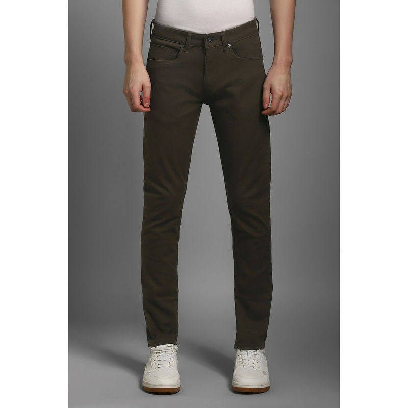 Louis Philippe Men Olive Dark Slim Fit Jeans (30)