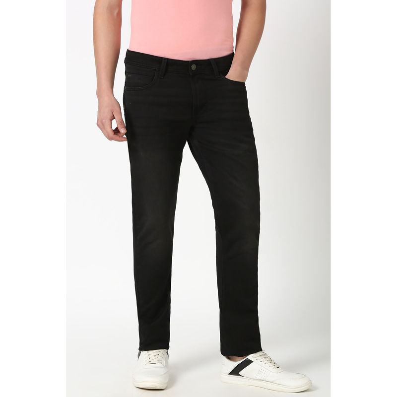 Peter England Men Black Light Wash Wash Slim Fit Jeans (30)
