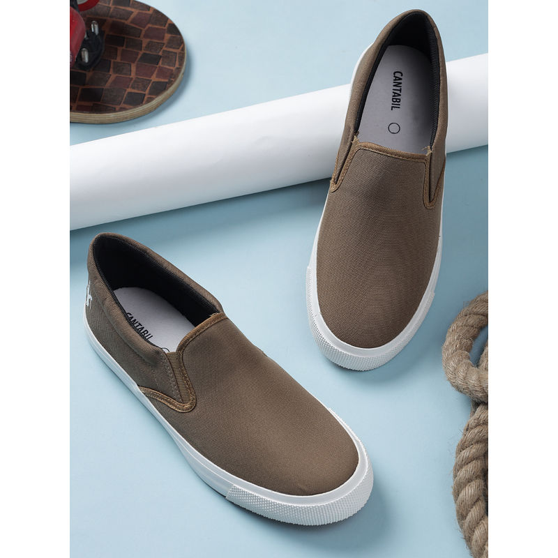 Cantabil Men Khaki Solid Casual Shoes (UK 8)