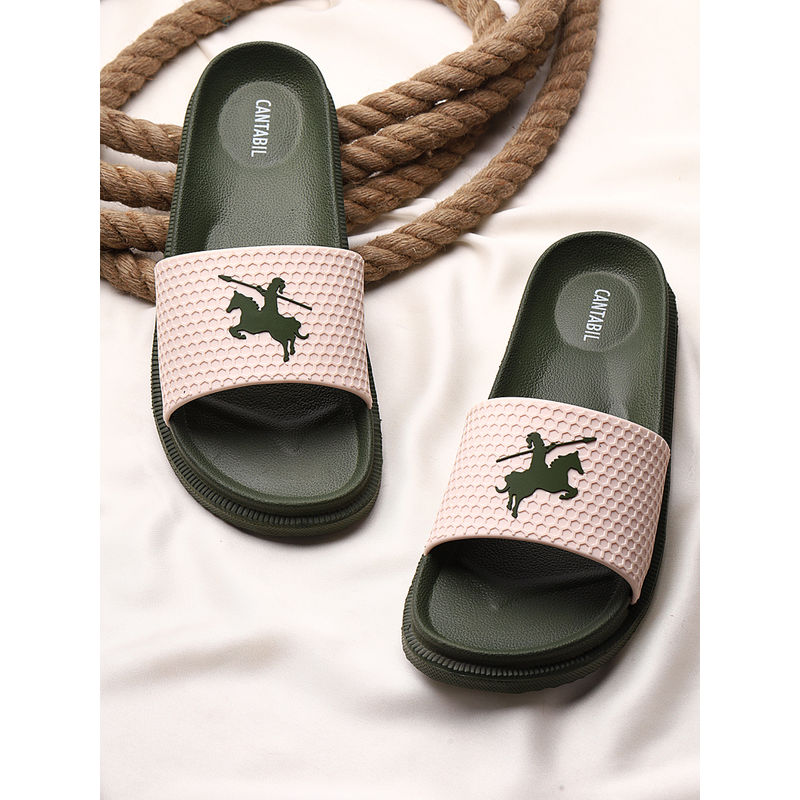 Cantabil Men Beige Comfortable Self Design Sliders (UK 7)