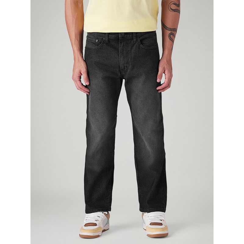 Levi's Men 505 Black Regular Fit Mid Rise Jeans (34)