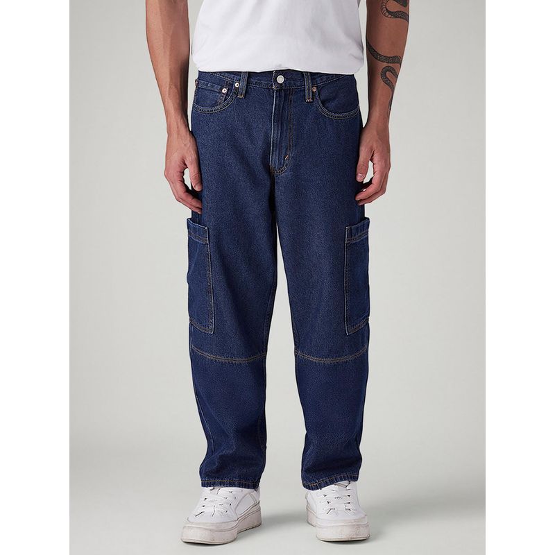 Levi's Men 568 Dark-Blue Loose Fit Mid Rise Jeans (28)