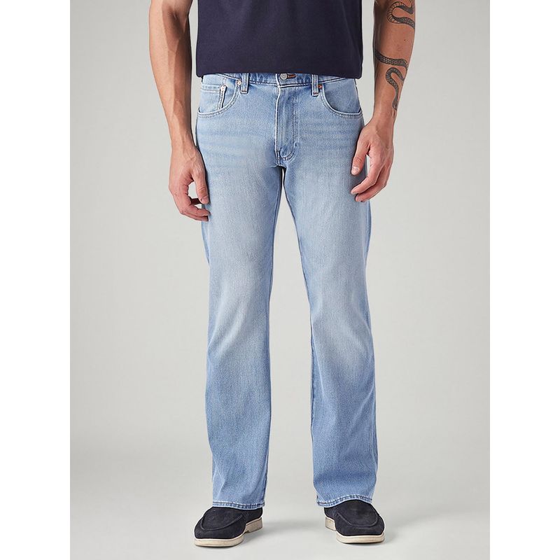 Levi's Men 517 Light-Blue Straight Fit Mid Rise Hyper Stretch Jeans (28)