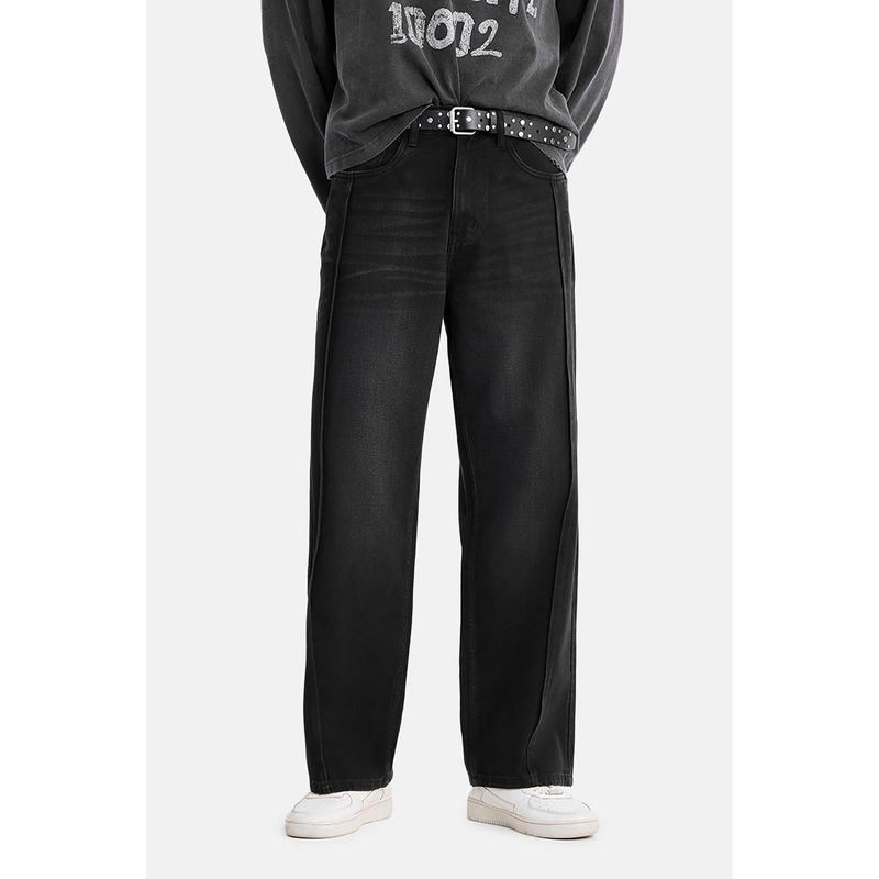 Snitch Black Light Distressed Loose Casual Jeans for Men (28)