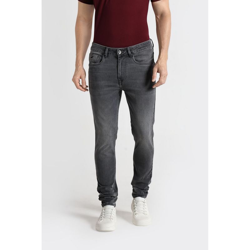 Crocodile Grey Natural Faded Wash Stretch Fabric Jeans (32)