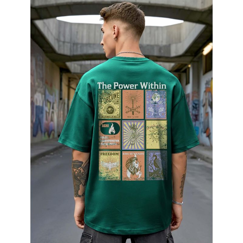 Bewakoof Green Terry Half Sleeves T-Shirt (M)