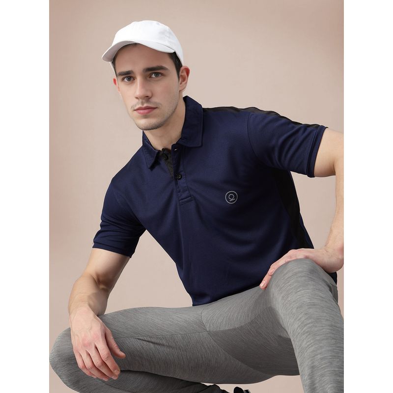 CHKOKKO Men Blue Half Sleeve Gym Polo T-Shirt (5XL)