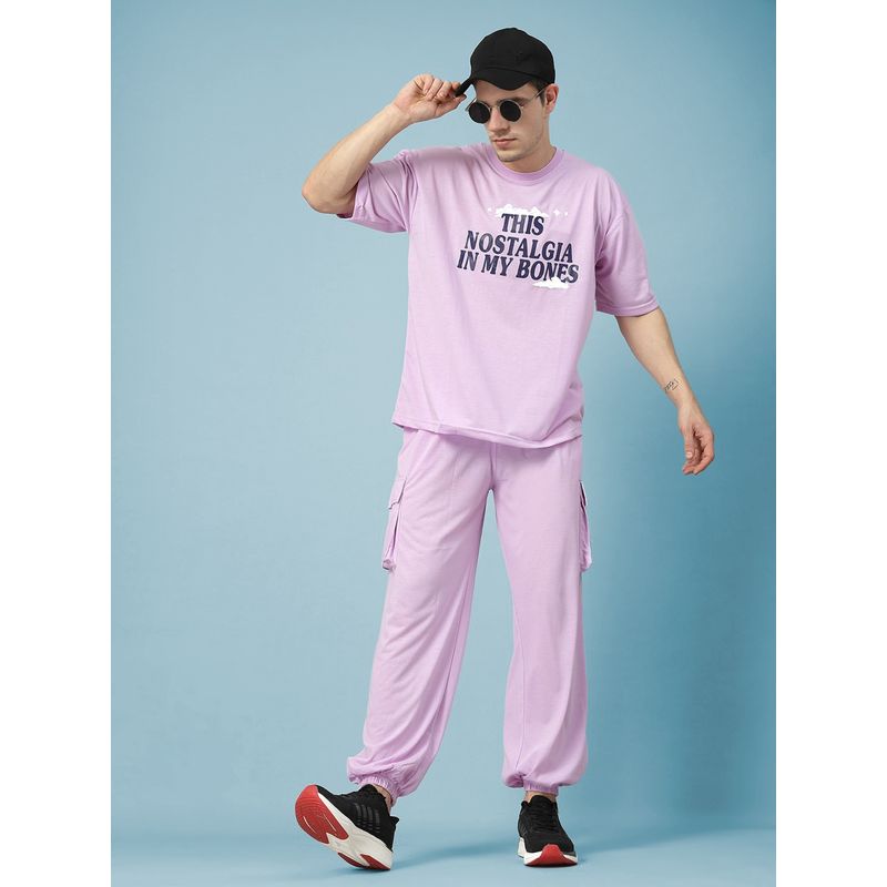 CHKOKKO Lavender Men Summer Co-Ord (Set of 2) (S)