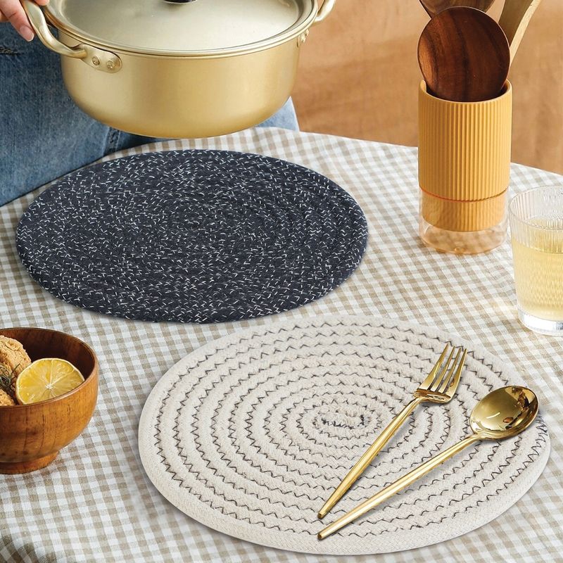 Buy OBSESSIONS Heat Resistant Cotton Trivets with Holder 4Pcs Set Online