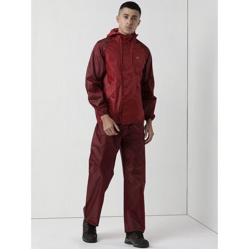 Wildcraft Men Red Polyester Solid Rain Jacket with Pant (Set of 2) (2XL)