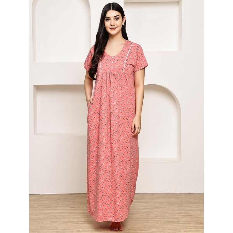 Secret Wish Pink Floral Hosiery Nighty (XL)