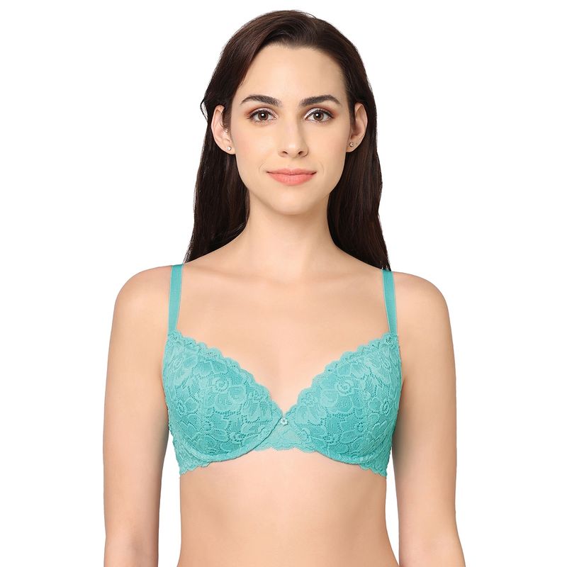 Wacoal Plush Desire Padded Wired Low Coverage 3/4Th Cup Fashion Bra Blue (32D)