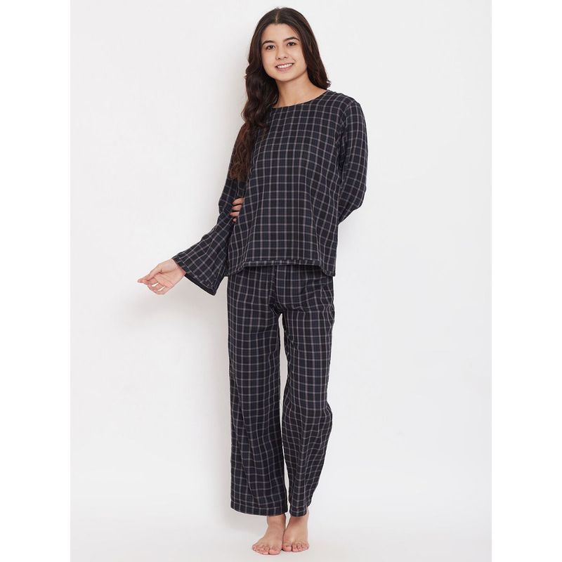 Buy The Kaftan Company Black and Grey Checks Reversible Cotton Top and