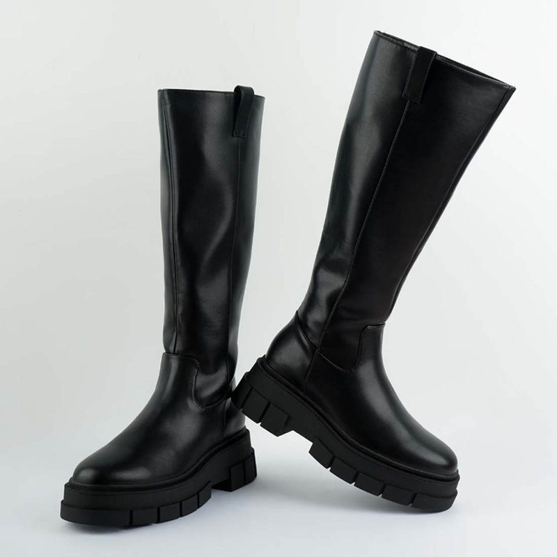 London Rag Black Chunky Platform Knee Length Boots (EURO 39)
