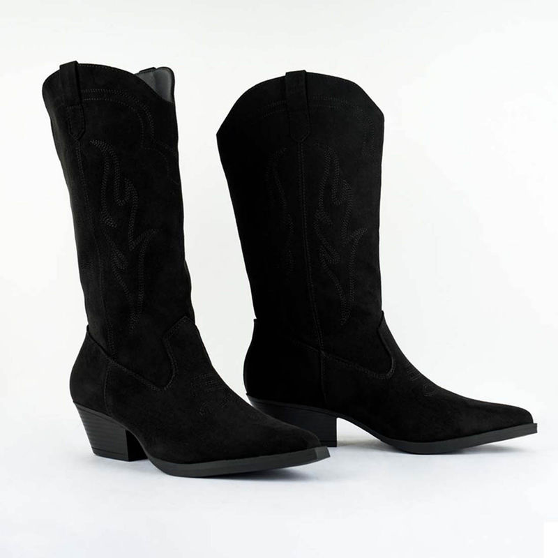 London Rag Black Ginni Embroidered Calf Boots (EURO 39)