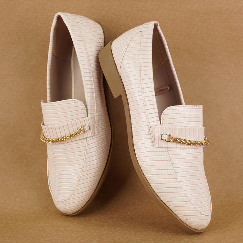 London Rag Low Block Loafers Adorned With Golden Chain (EURO 36)