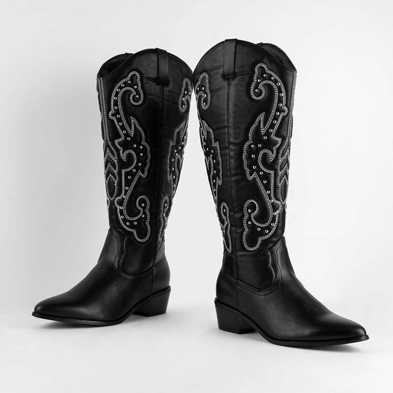 London Rag Reyes Patchwork Studded Cowboy Boots (EURO 41)