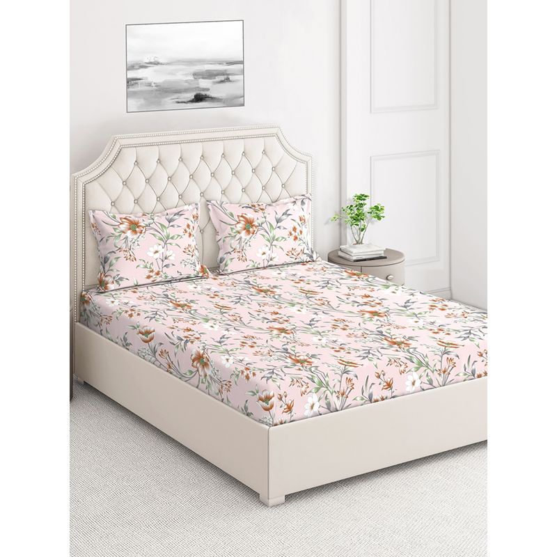 Buy Layers Marigold 144 TC King Bedsheet Pink Online