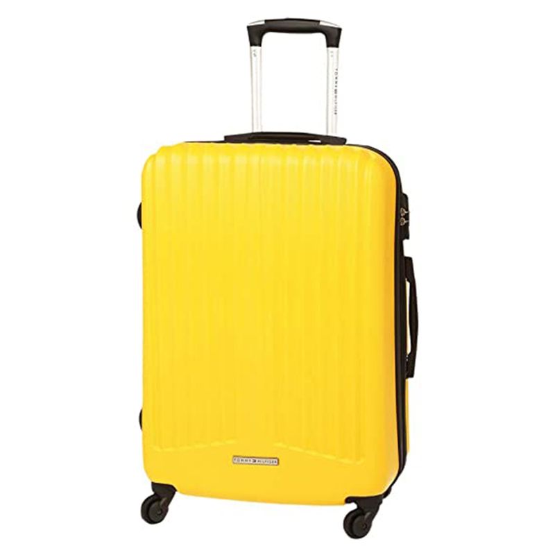 Tommy Hilfiger Crystal Hard Luggage Trolley Bag Textured Cargo Yellow ...