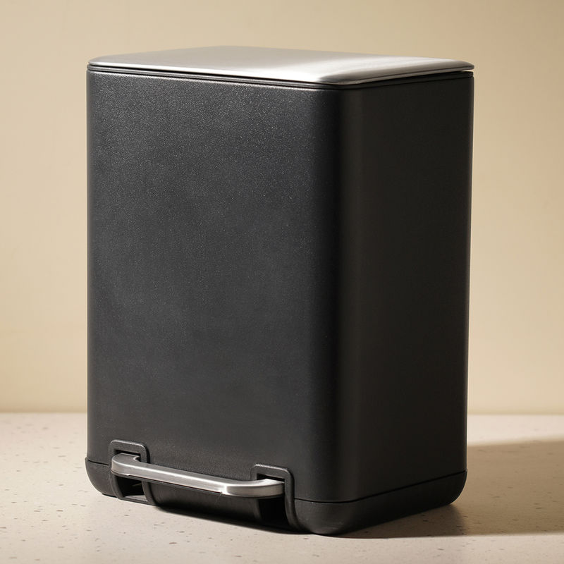 Pure Home + Living Black Iron Pedal Rectangular Waste Bin with Lid (L)