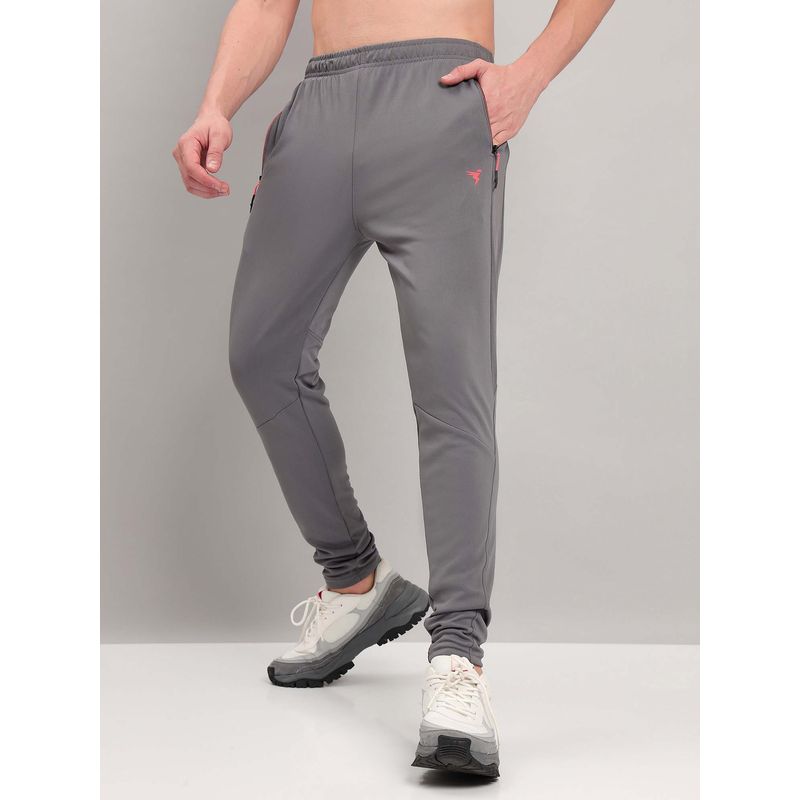 Technosport Men Grey Solid Slim Fit Sports Trackpant (M)