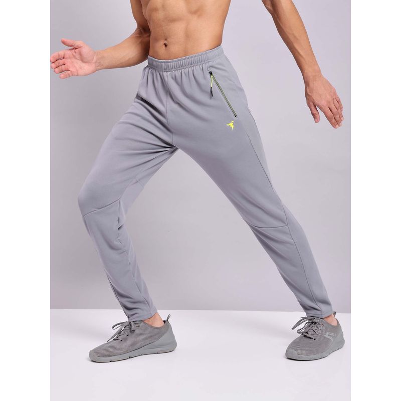 Technosport Men Grey Solid Slim Fit Sports Trackpant (XL)