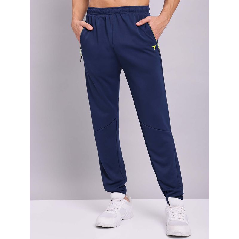 Technosport Men Navy Blue Solid Slim Fit Sports Trackpant (L)